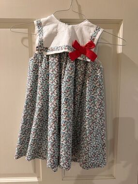 Pepa London Girls Evelyn Floral Bow Detail Dress, Red